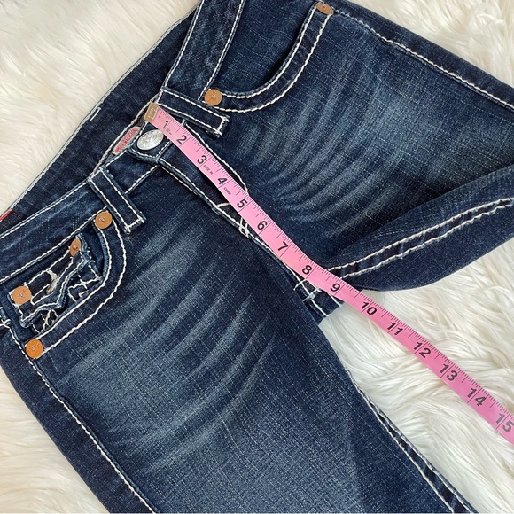 True Religion Joey Big T Dark Wash Flared Boot Cut Jeans - Picture 13 of 16